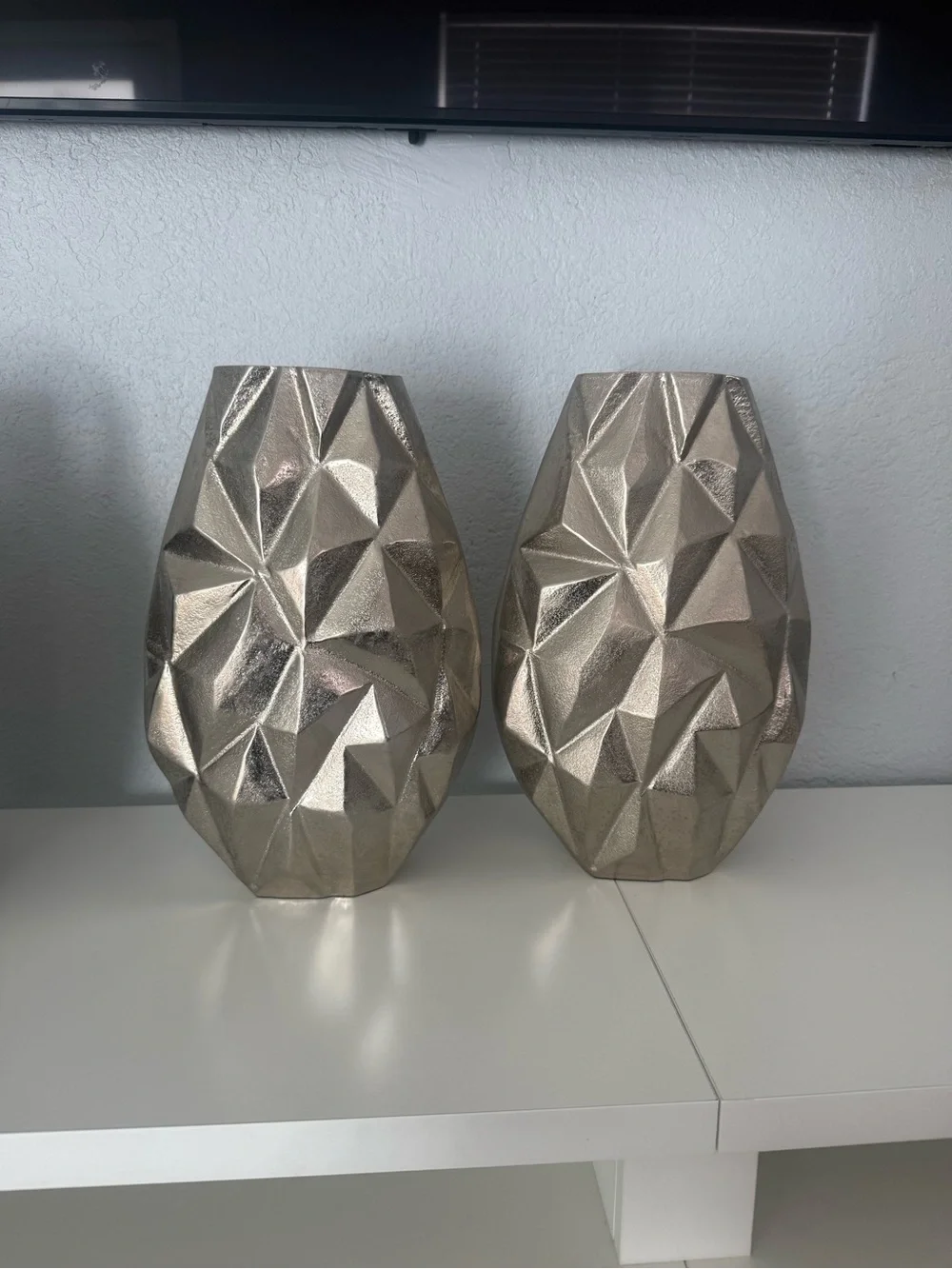 Metallic Gold Geometric Vase Set - Home Accents